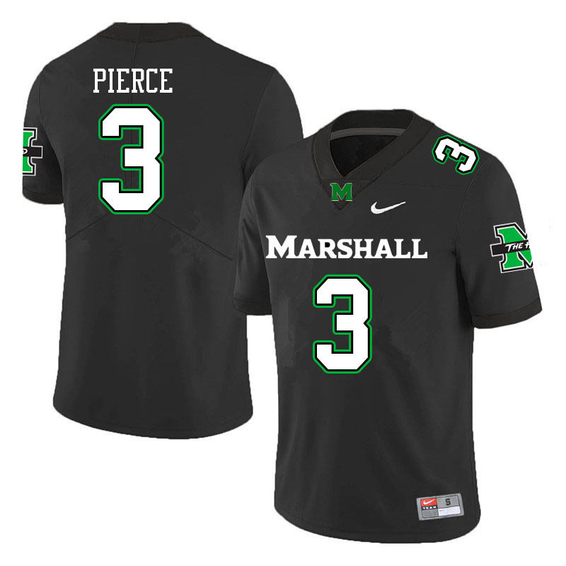Men #3 Mason Pierce Marshall Thundering Herd College Football Jerseys Stitched-Black